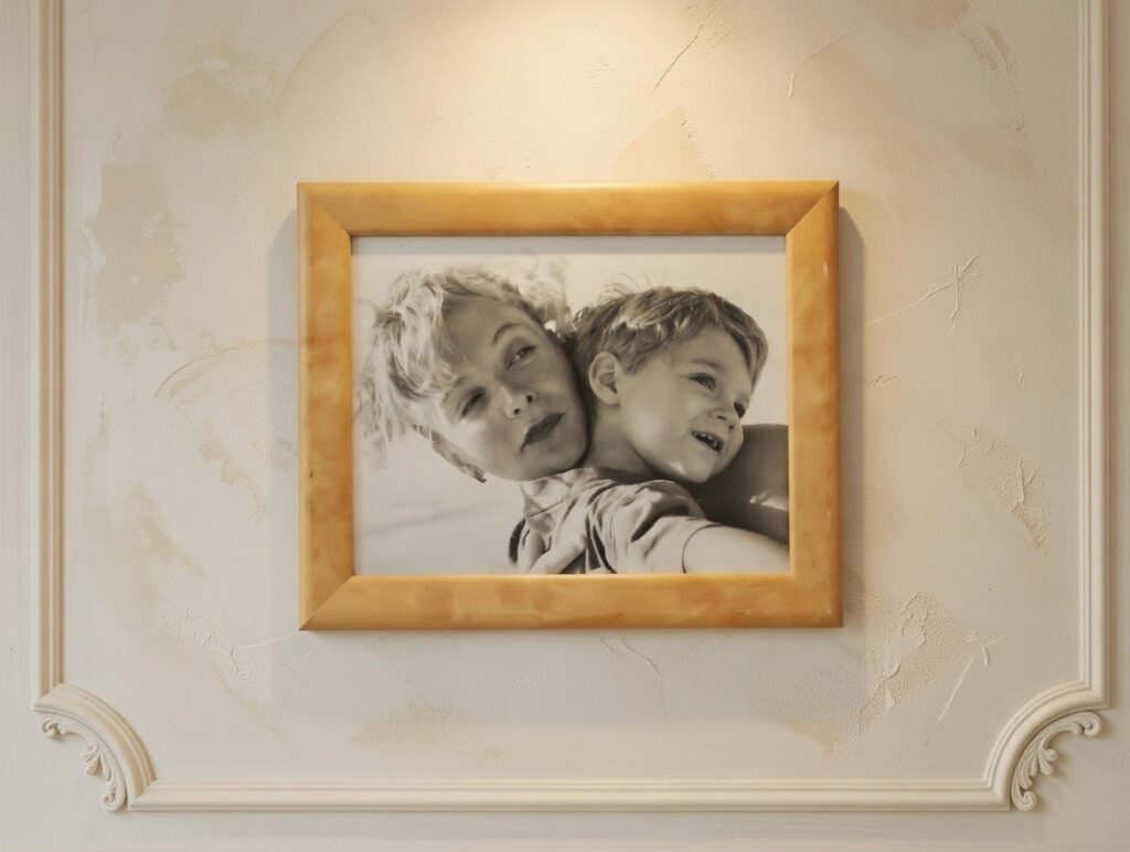 photo portrait noir et blanc femme et enfant