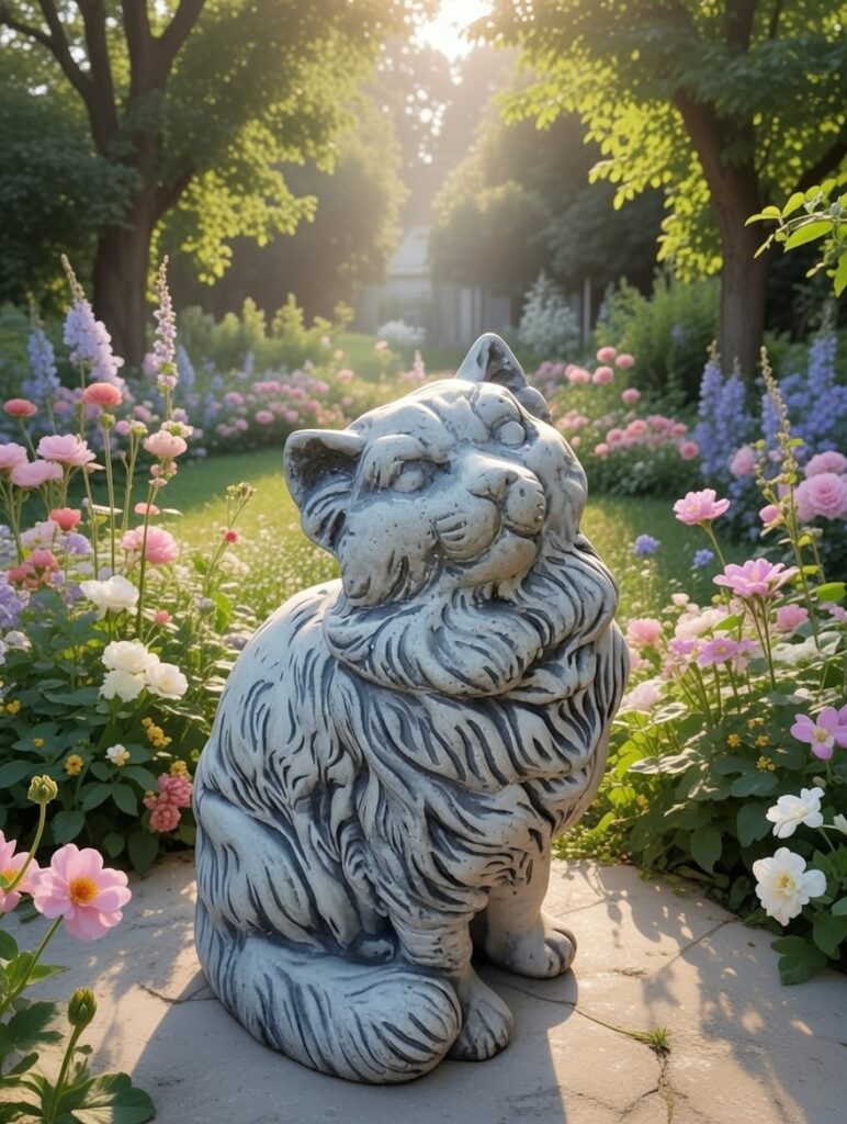 Statuette de chat en pierre reconstituée