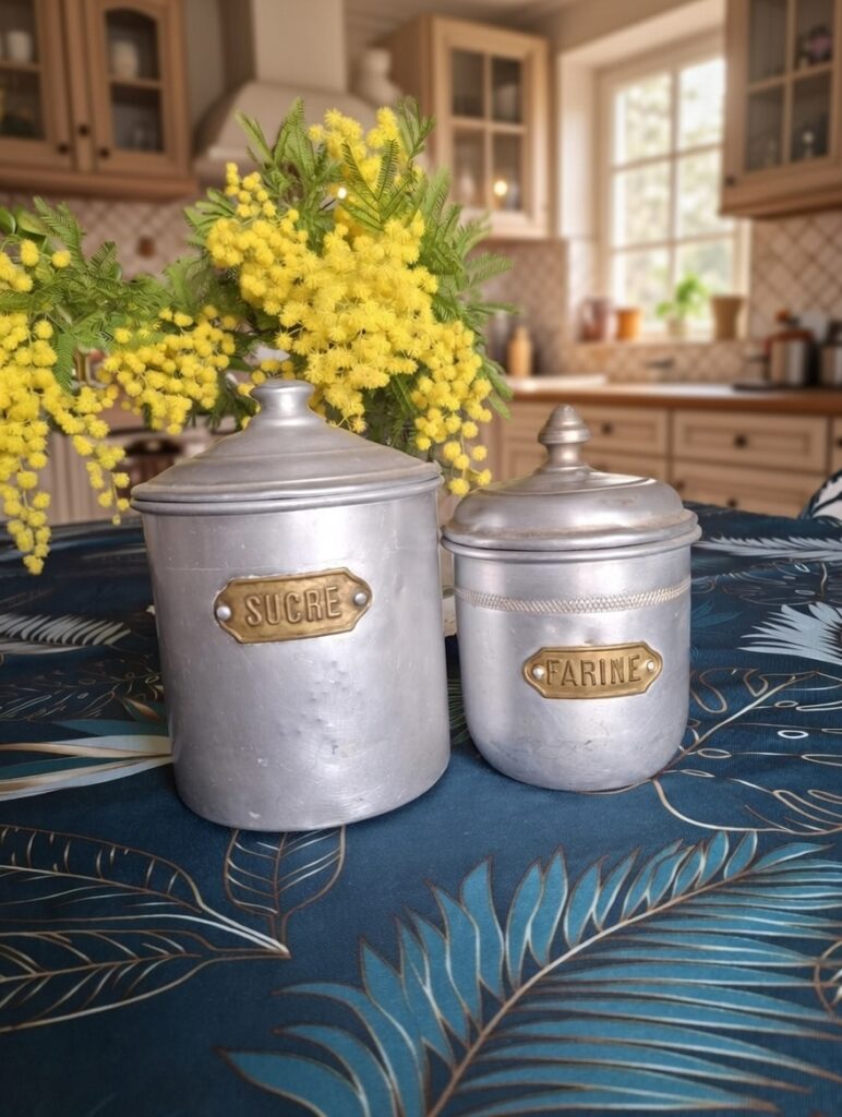 Boîtes de cuisine vintage en aluminium
