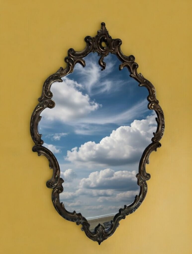 Miroir ancien en bronze de style Louis XV-accessoire de décoration pour tournage, publicité shooting