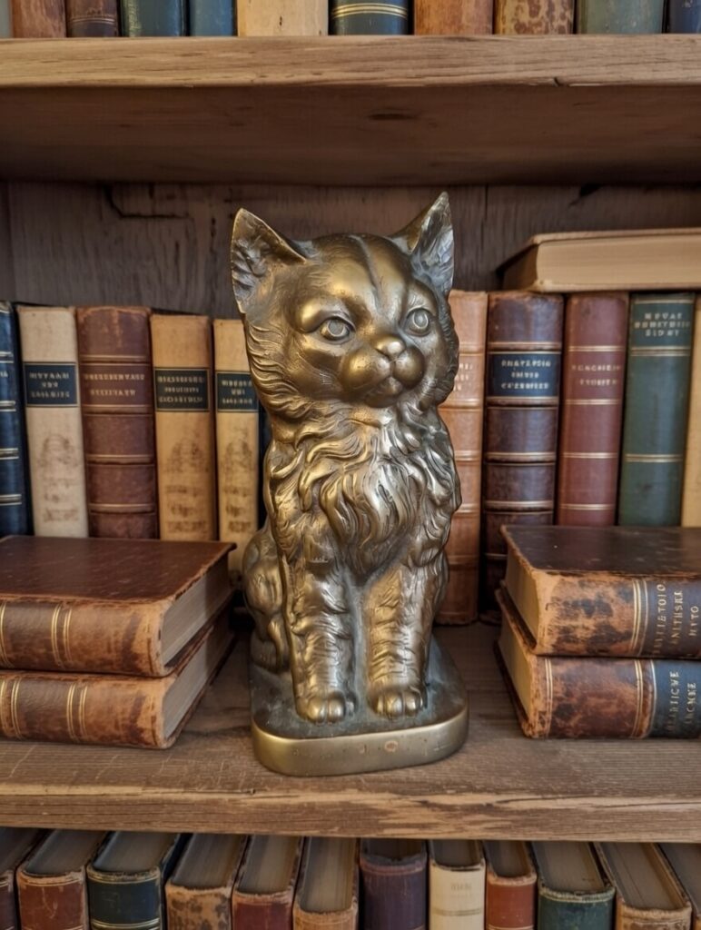 Figurine de chat en laiton vintage