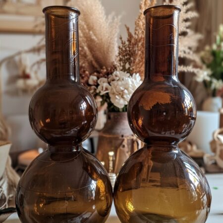 Paire de vases verre ambré