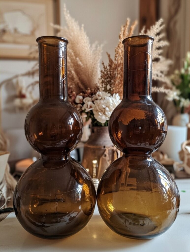 Paire de vases verre ambré