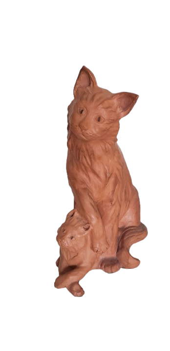 Sculpture de chats en terre cuite – Image 2