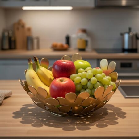Corbeille à fruits en métal découpé