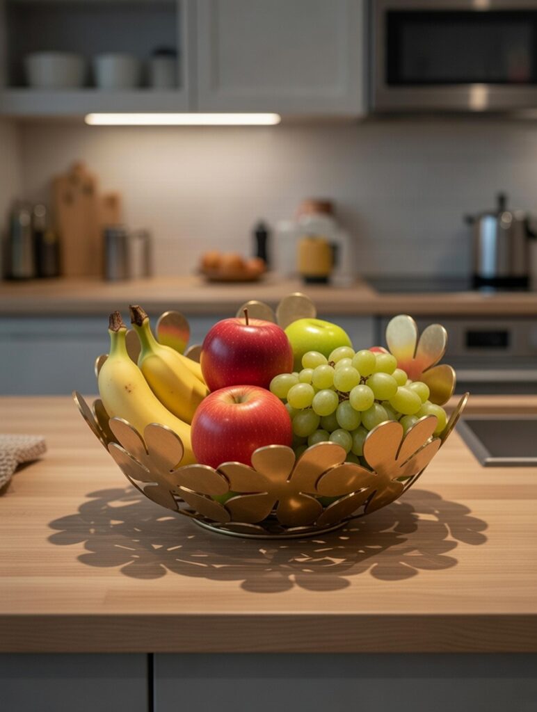 Corbeille à fruits en métal découpé