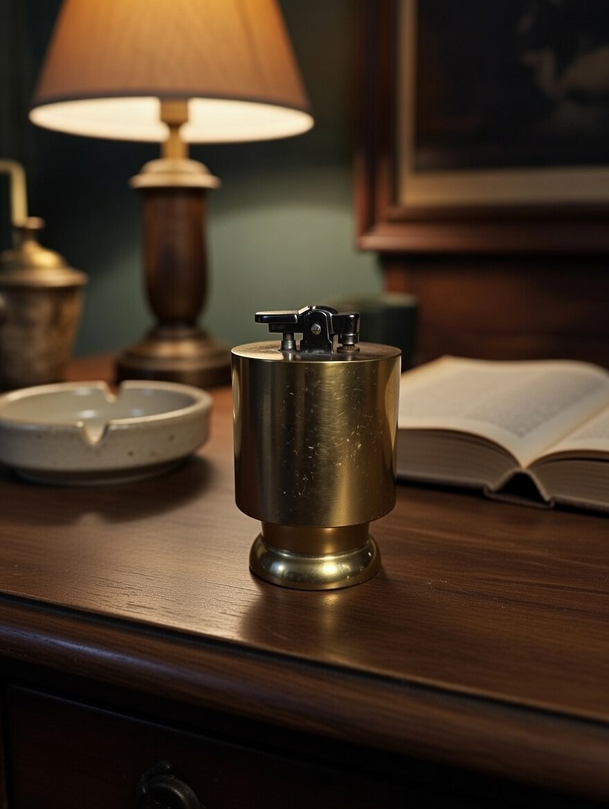 Briquet de table en laiton lourd - anées 70