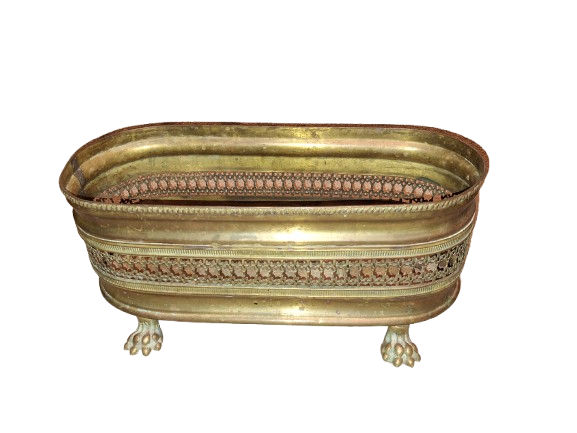 Cache-pot en cuivre ajouré vintage (XIXe siècle) – Image 2